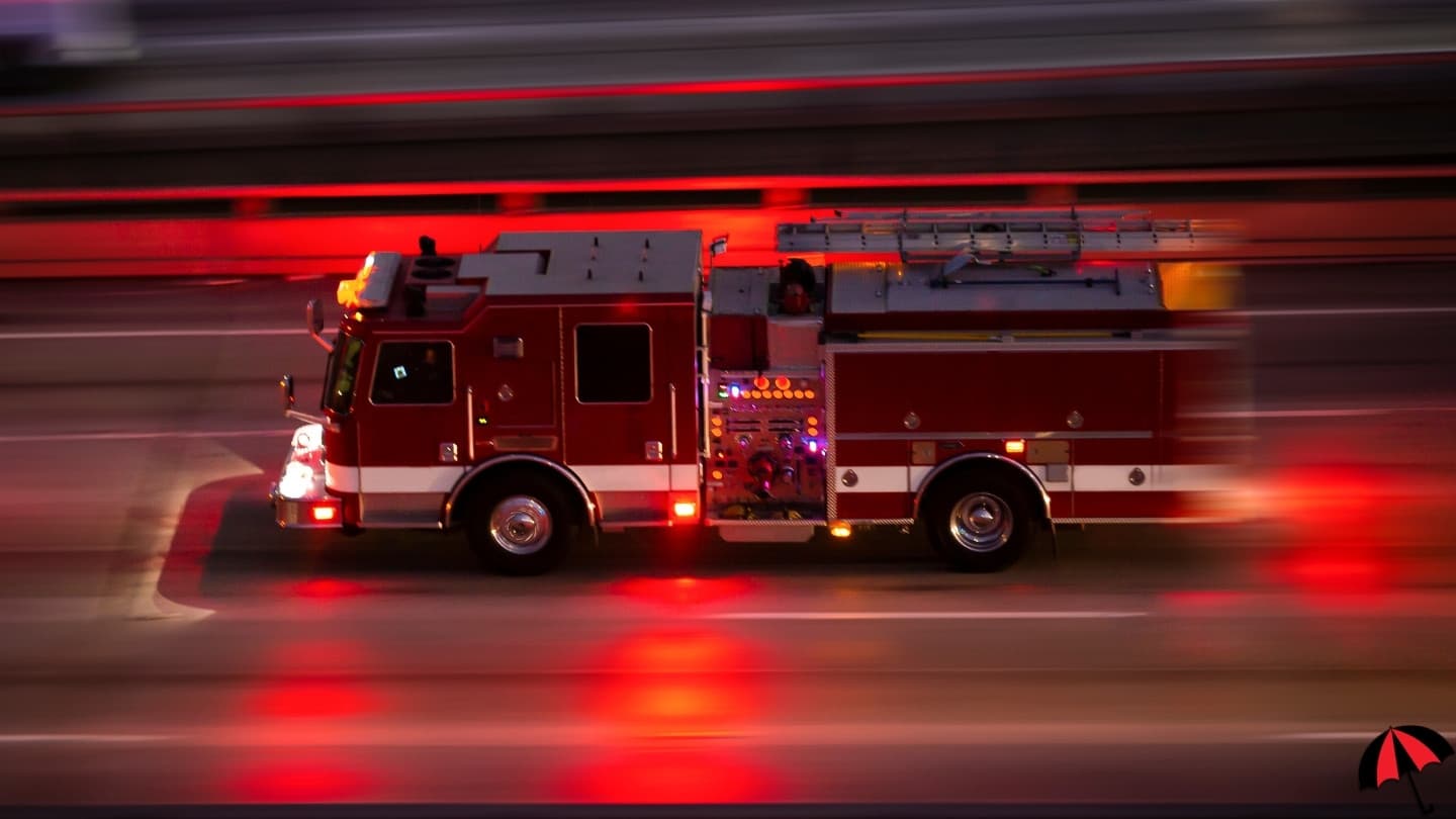 Fire truck responding to an emergency in Krakow
