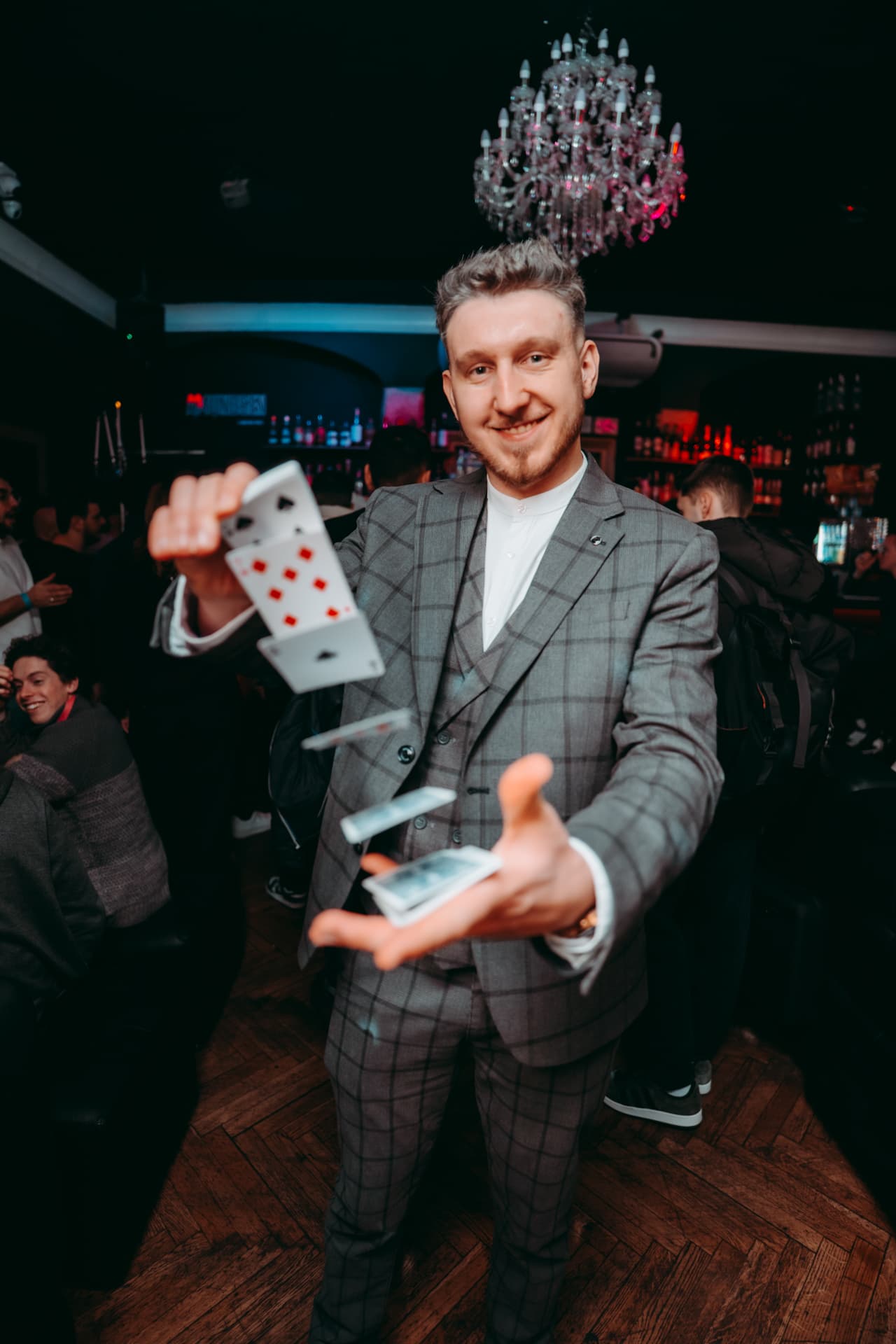 Magician performing for guests at Krakow Animals Crawl