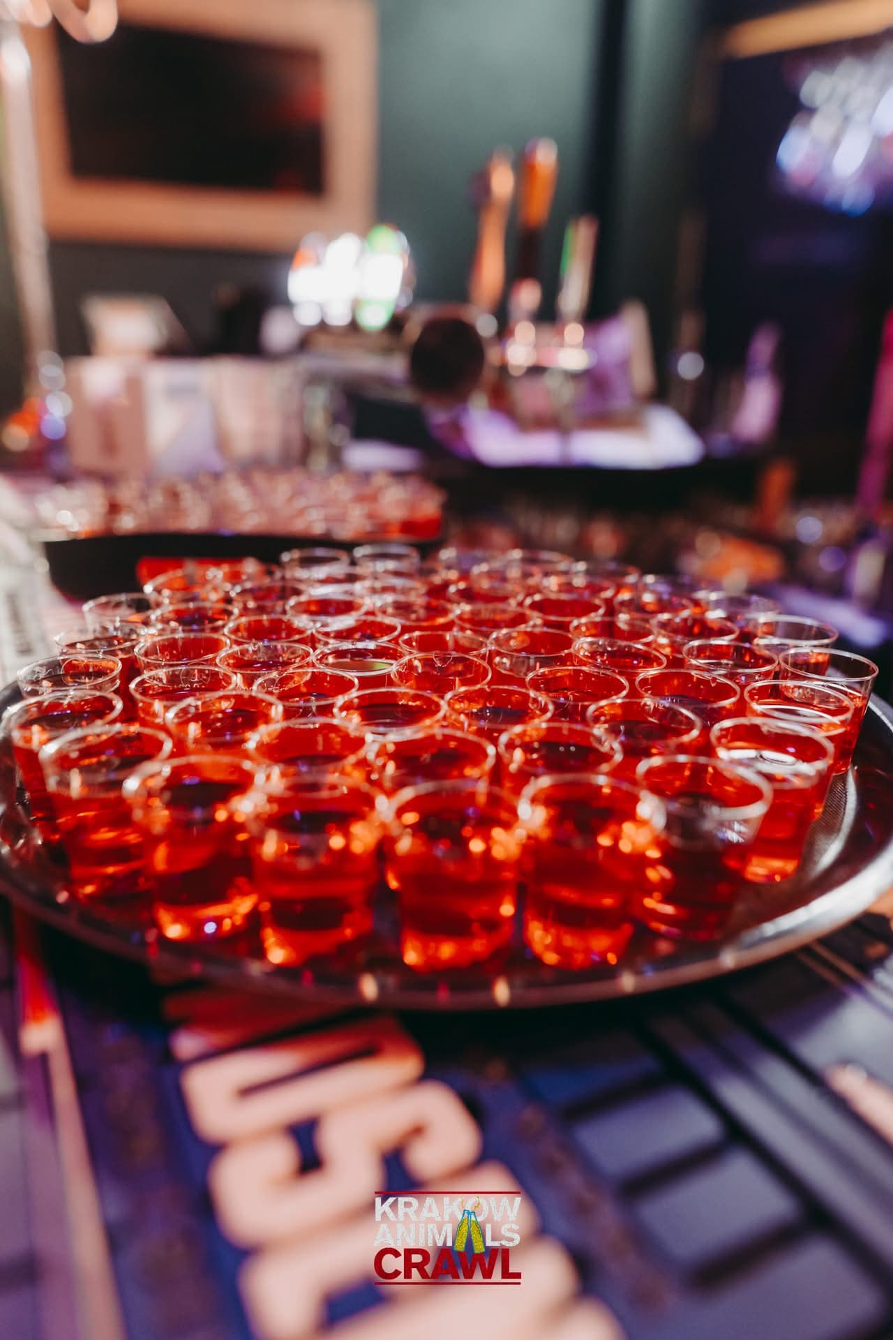 Welcome shots prepared for guests at the opening New Year's Eve venue